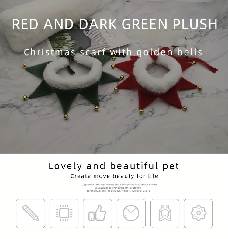 Red and dark green plush Christmas scarf