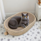 Cat Bed - Jute Cat Scratching Post with Integrated Toy Ball