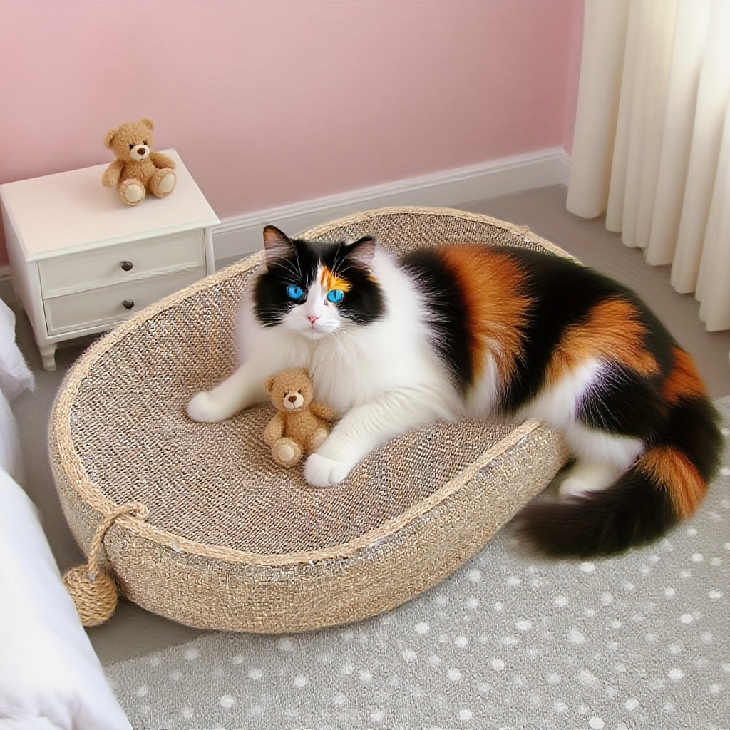Cat Bed - Jute Cat Scratching Post with Integrated Toy Ball