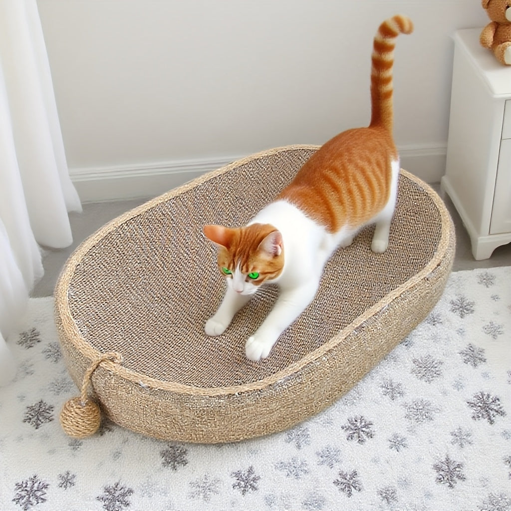 Cat Bed - Jute Cat Scratching Post with Integrated Toy Ball