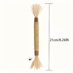 Cat Toy - (4)Pack Natural Sisal Cat Bite Sticks With Small Bell - Teeth Cleaning