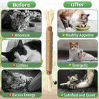 Cat Toy - (4)Pack Natural Sisal Cat Bite Sticks With Small Bell - Teeth Cleaning