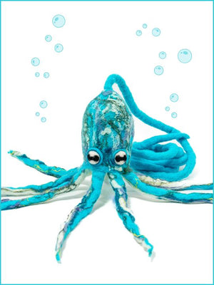Ink Floyd wool octopus cat toy — hero