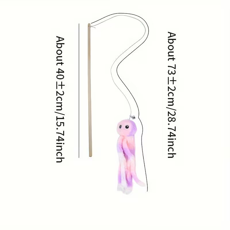 Dangly Octopus Teaser Wand paired with Squiddy plushies