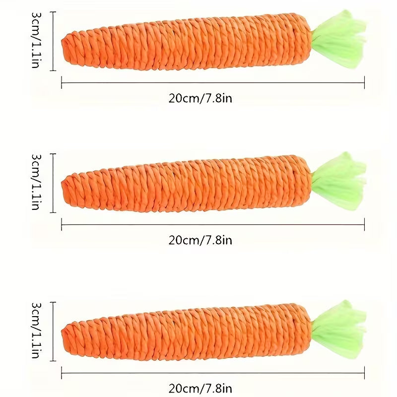 Three sizes of woven paper-rope carrots