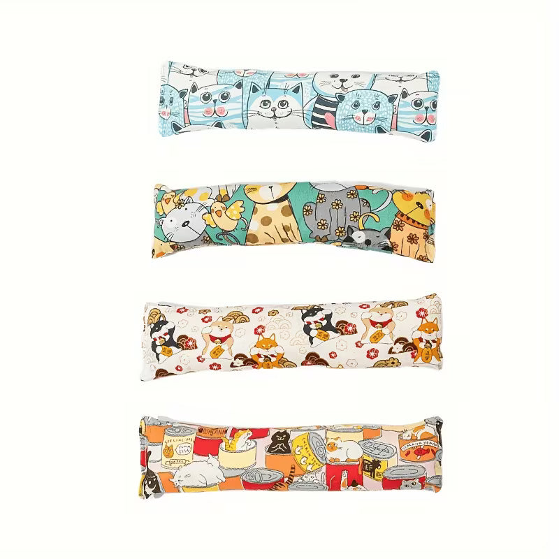 Four print options for the Catnip Kicker Pillow