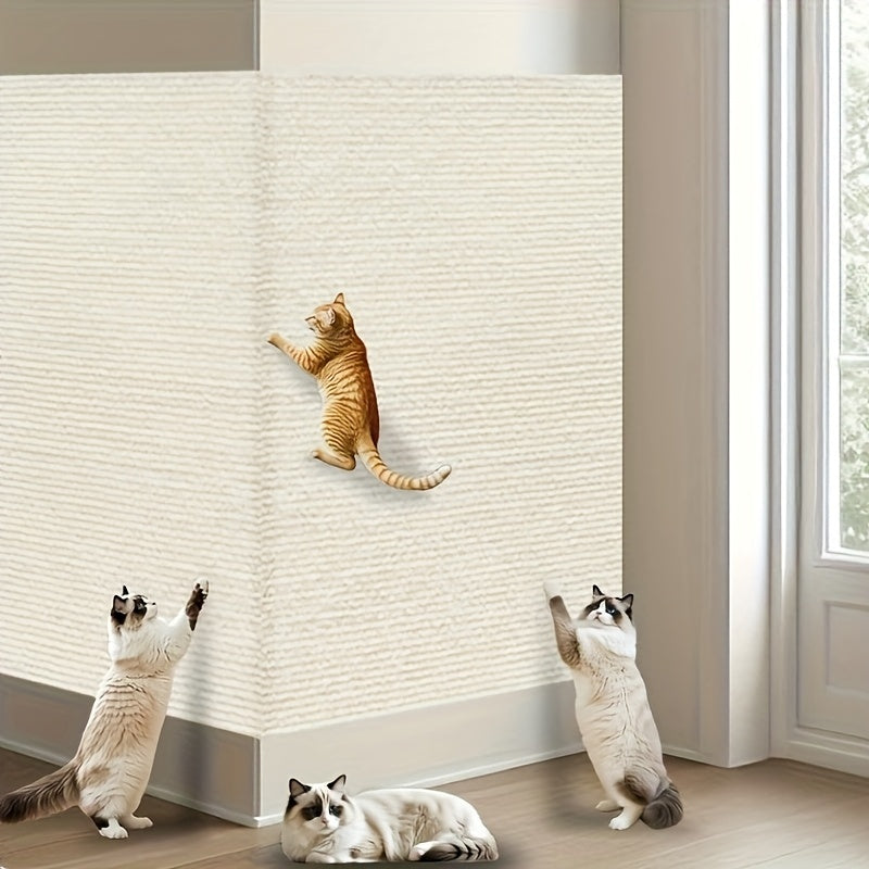 Cats scratching the Scratch Guard Wall Mat in warm white