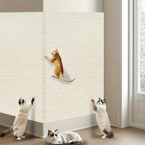 Cats scratching the Scratch Guard Wall Mat in warm white